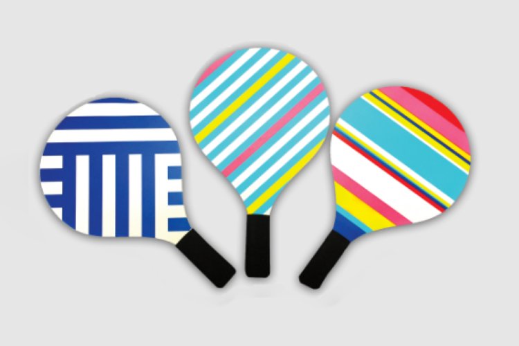 Jeu de raquette de plage à motifs colorés - Piscines Soucy