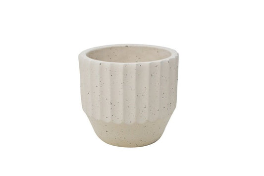 Cache-pot vagues texturées creme 13,5cm - Piscines Soucy