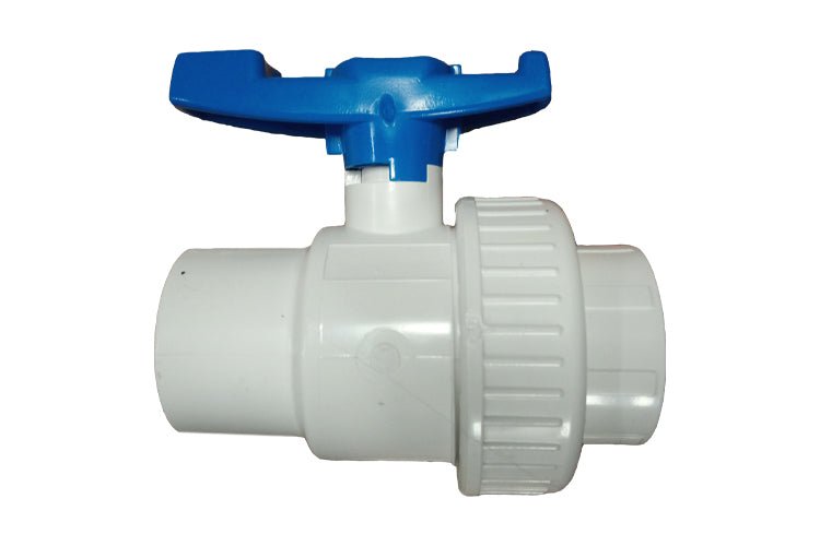 Valve à bille en PVC avec union 1,5" collé - Piscines Soucy